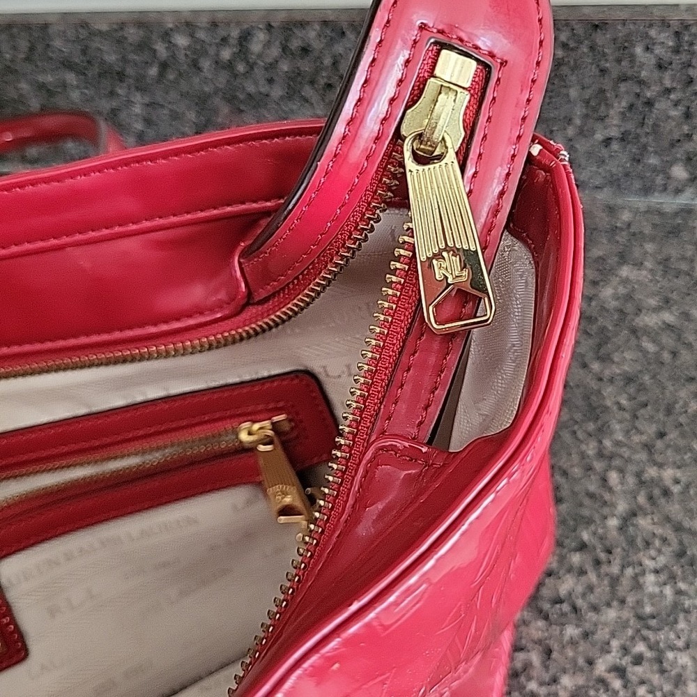 VINTAGE Ralph‎ Lauren Red Initial Logo Pattern Purse - Picture 8 of 16